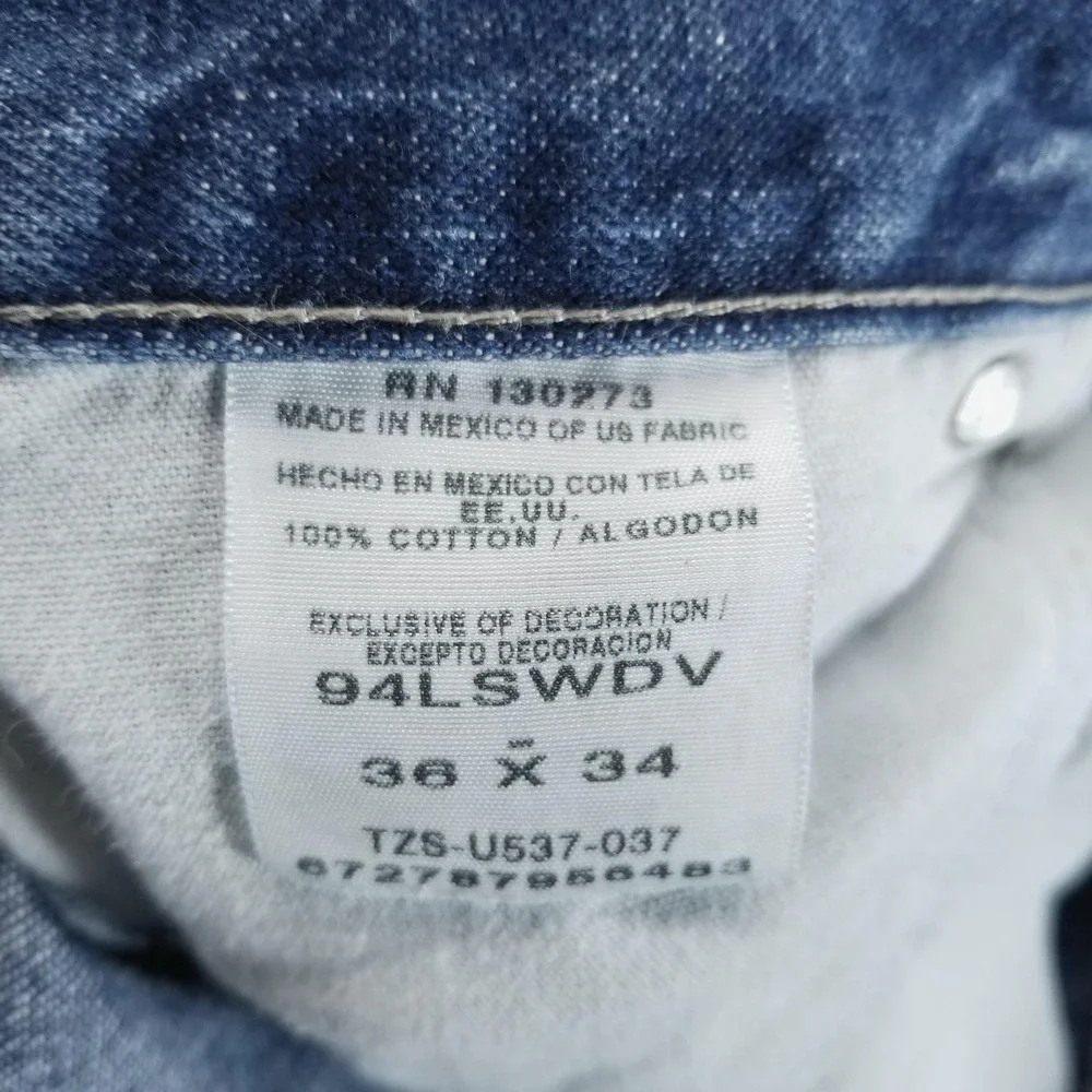 Wrangler Jeans Mens 36x34‎ Blue Relaxed Straight Medium Denim Workwear